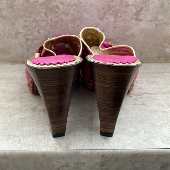Art Pemla Leather Peep Toe Wedges Fuschia - Picture 7 of 8